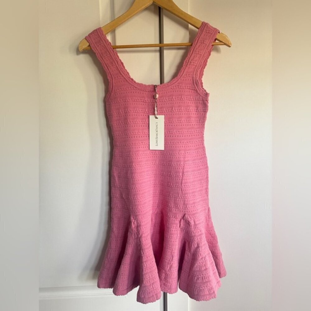 NWT LoveShackFancy Maryanne Knit Mini Dress Sunset Pink | size S - Picture 7 of 11